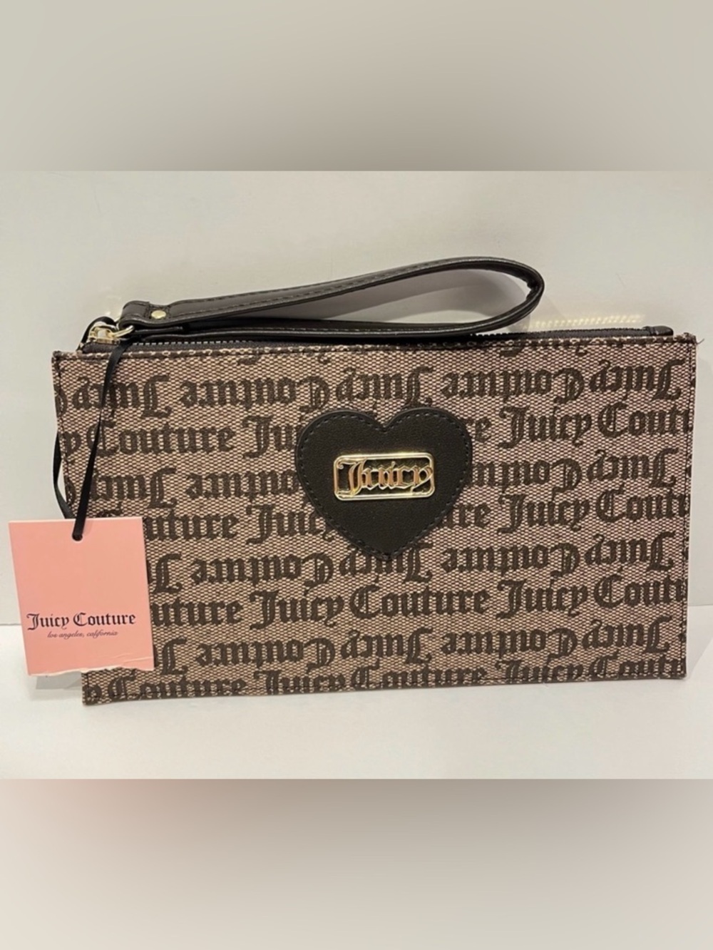NWT Juicy Couture wristlet bag, zip top inside pocket credit card pockets